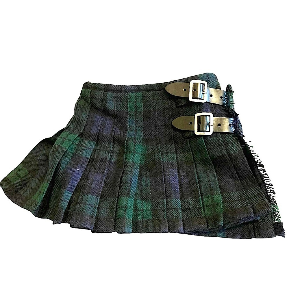 Kids Scottish Design Clan Black Watch Tartan Kilt Hook & Loop Closure Sz 3-4 - Picture 4 of 10
